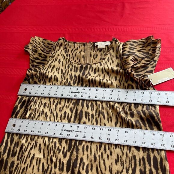 NWT Michael Michael Kors Barley Leopard Top Blouse Size 14P New - Picture 3 of 8
